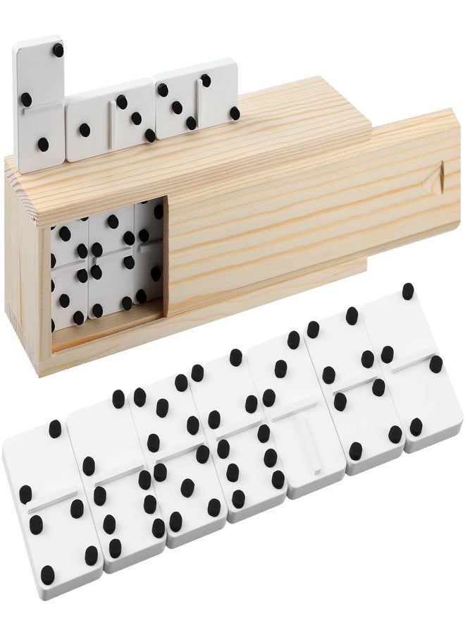 Simgoing Braille Double 6 Dominoes Game Wooden Raised Dots Dominoes Set, 28 Piece Braille Game Set with Storage Box for The Blind and Visually Impaired - Image 1